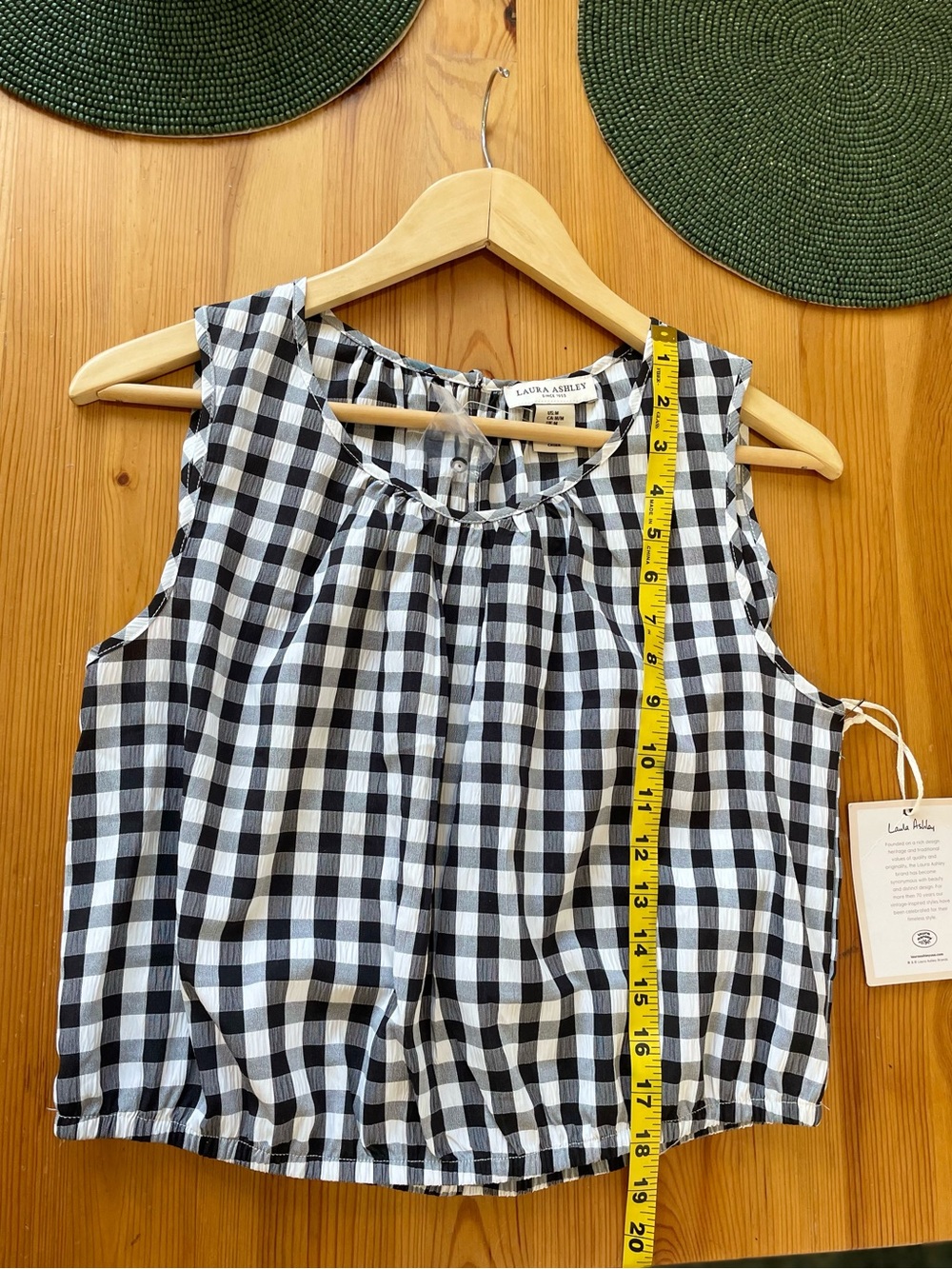 NWT Laura Ashley Black and White Gingham Sleeveless Top - Picture 6 of 6